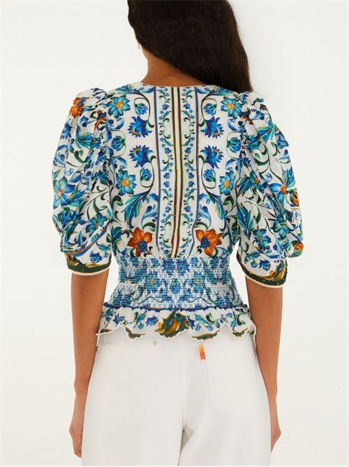 Flora Tile Shirt FARM RIO | 348831FLORATILEOFFWHITE26038